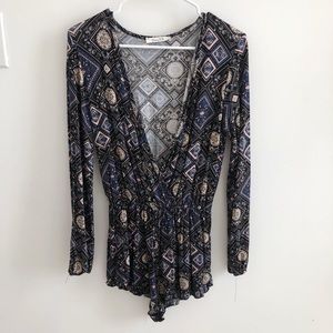 Printed Low Cut Romper